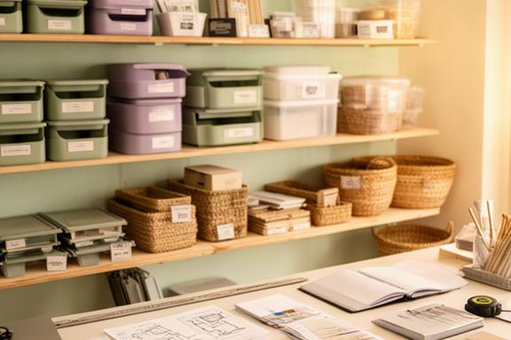 Espacio de trabajo con productos de almacenamiento exhibidos, muestras de organizadores y ambiente cálido en Malargüe
